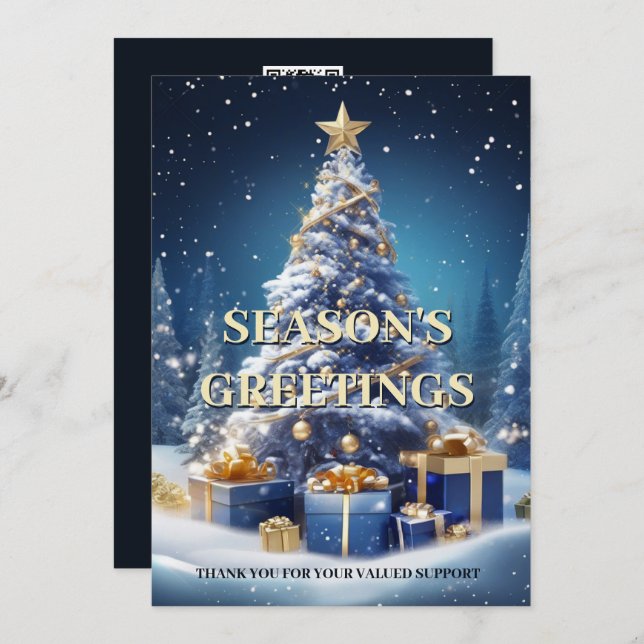 Weihnachtsschneeblau, weißes Business DIY Foto Feiertagskarte (Vorne/Hinten)