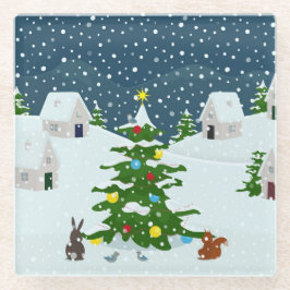 Weihnachtsschneedorf mit Weihnachtsbaum und Ai Glasuntersetzer