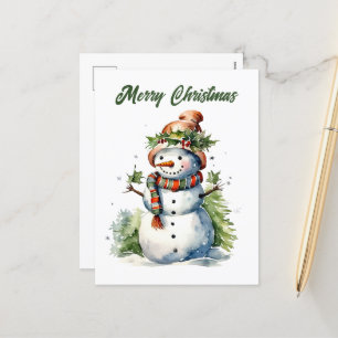 Weihnachtsschneefahrer hinzufügen Text Aquarell Ho Feiertagspostkarte