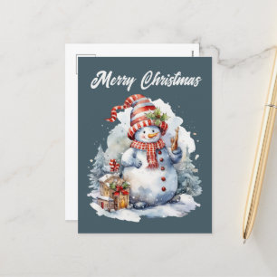 Weihnachtsschneefahrer hinzufügen Text Aquarell Ho Feiertagspostkarte