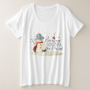 Weihnachtsschneefahrer Urlaub plus Größe Große Größe T-Shirt