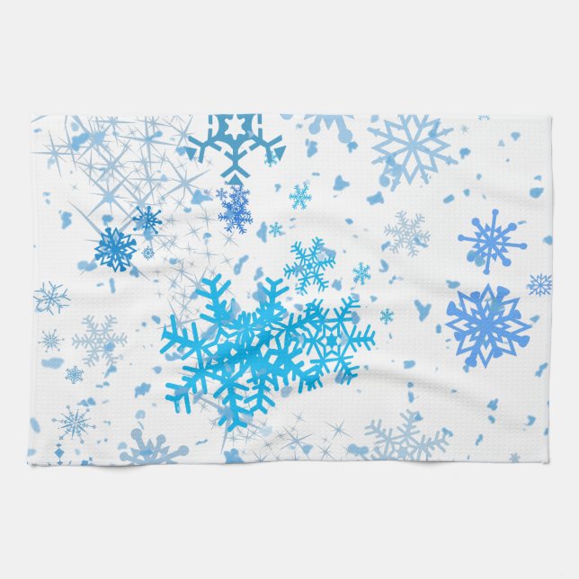 Weihnachtsschneefall Geschirrtuch (Horizontal)