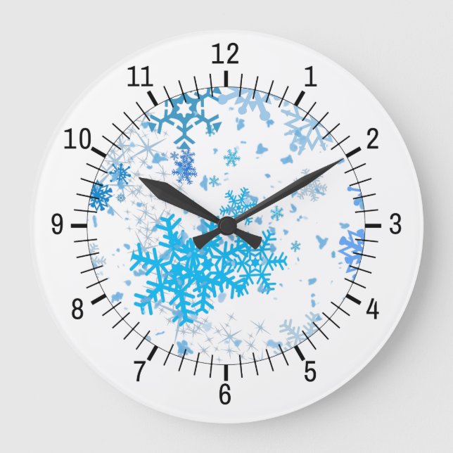 Weihnachtsschneefall Große Wanduhr (Vorderseite)