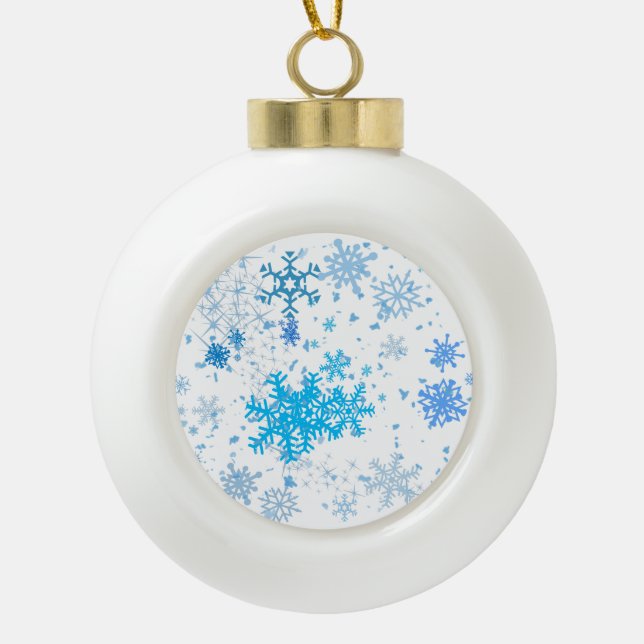 Weihnachtsschneefall Keramik Kugel-Ornament (Vorderseite)