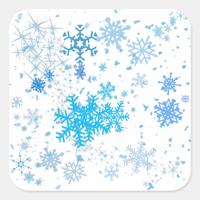Weihnachtsschneefall Quadratischer Aufkleber (Vorderseite)