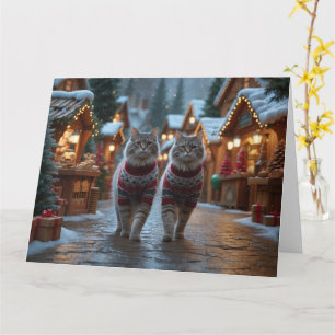 Weihnachtsschneeferien der sibirischen Katzen Karte