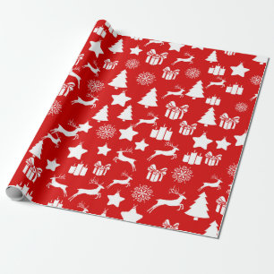 Weihnachtsschneeflocke auf abstraktem Rotbakkgrou Geschenkpapier