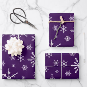 Weihnachtsschneeflocke auf Lila Geschenkpapier Set