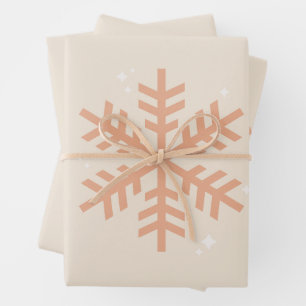 Weihnachtsschneeflocke Beige Geschenkpapier Set