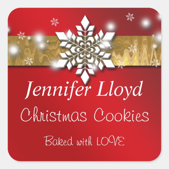 Weihnachtsschneeflocke, Goldfolie, Weihnachtsklebe Quadratischer Aufkleber (Vorderseite)