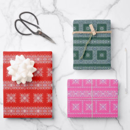 Weihnachtsschneeflocke Luxusmuster Kariert Geschenkpapier Set