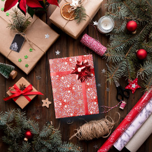 Weihnachtsschneeflocke Luxuspattern Rot Geschenkpapier