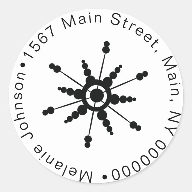 Weihnachtsschneeflocke Schwarz-weiße Familie Runder Aufkleber (Vorderseite)