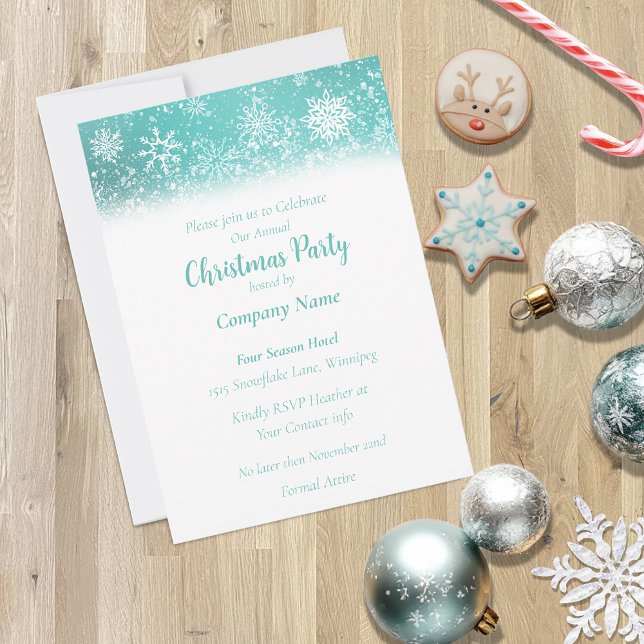 Weihnachtsschneeflocken Aquamarin Einladung (Von Creator hochgeladen)