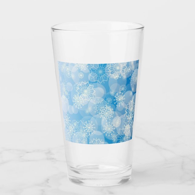 Weihnachtsschneeflocken auf blauem Hintergrund Glas (Vorderseite)