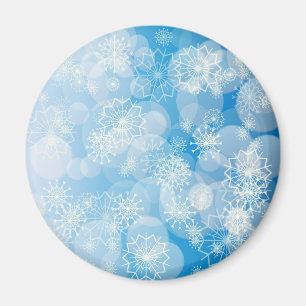 Weihnachtsschneeflocken auf blauem Hintergrund Magnet