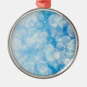 Weihnachtsschneeflocken auf blauem Hintergrund Ornament Aus Metall