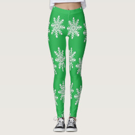 Weihnachtsschneeflocken auf Grün Leggings