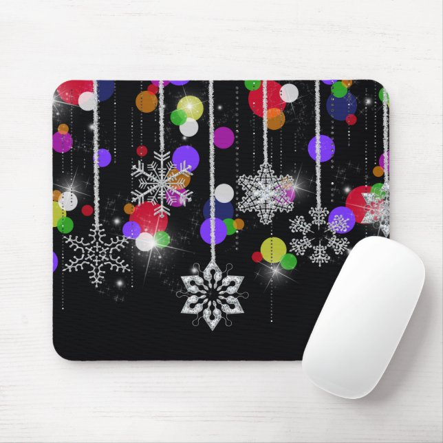 Weihnachtsschneeflocken auf schwarz mousepad (Mit Mouse)