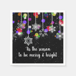 Weihnachtsschneeflocken auf schwarz serviette