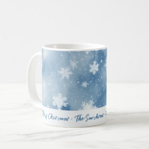 Weihnachtsschneeflocken Blau Kaffeetasse