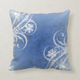 Weihnachtsschneeflocken blau kissen