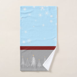 Weihnachtsschneeflocken Blau Rot Grau Badhandtuch Set
