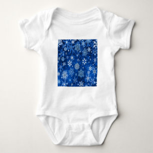 Weihnachtsschneeflocken Blau und Silber Baby Strampler