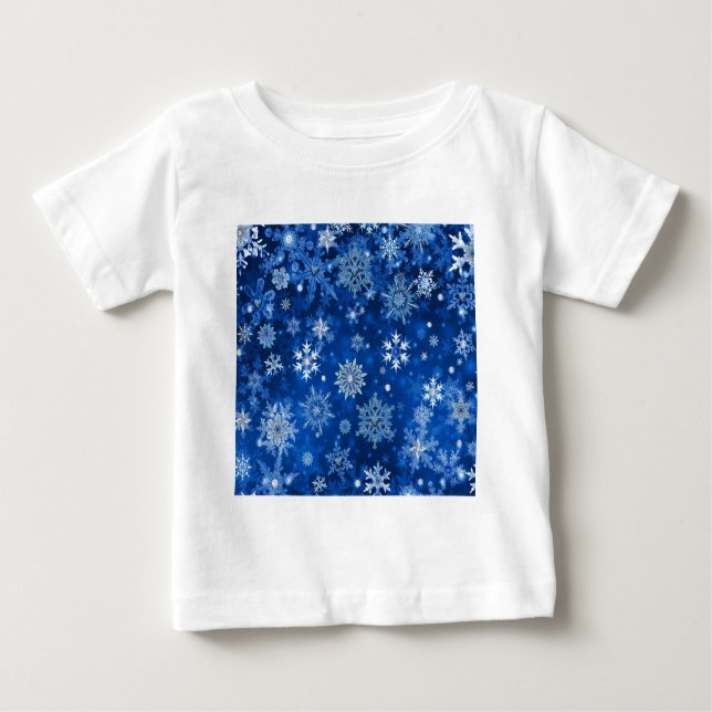 Weihnachtsschneeflocken Blau und Silber Baby T-shirt (Vorderseite)