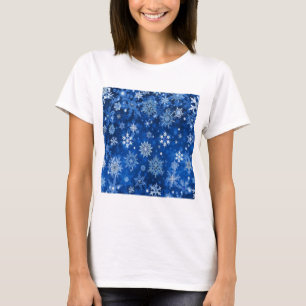 Weihnachtsschneeflocken Blau und Silber T-Shirt