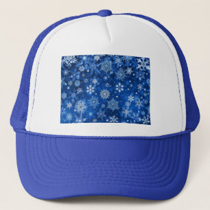 Weihnachtsschneeflocken Blau und Silber Truckerkappe