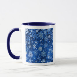 Weihnachtsschneeflocken Blau und Silberne Tasse
