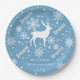 Weihnachtsschneeflocken blauer Papierplatte Pappteller