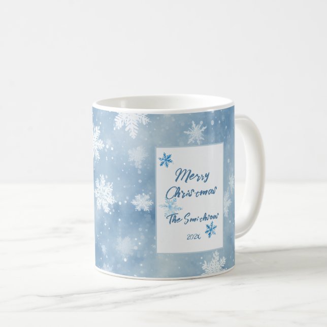 Weihnachtsschneeflocken Blue Sky Kaffeetasse (VorderseiteRechts)