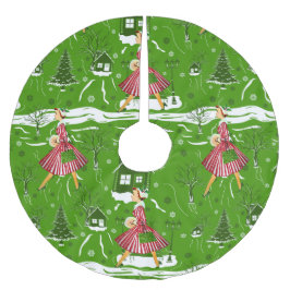 Weihnachtsschneeflocken der 50er Jahre Polyester Weihnachtsbaumdecke