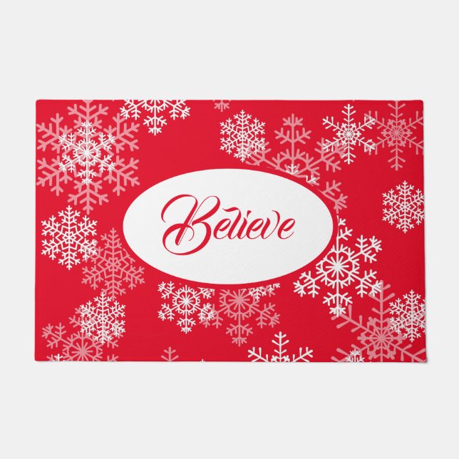 Weihnachtsschneeflocken Doormat-Glaube Fußmatte (Vorderseite)