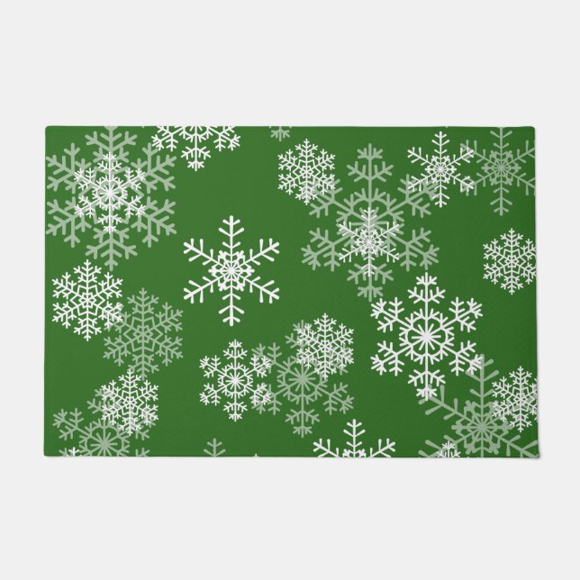 Weihnachtsschneeflocken Doormat Green Fußmatte (Vorderseite)