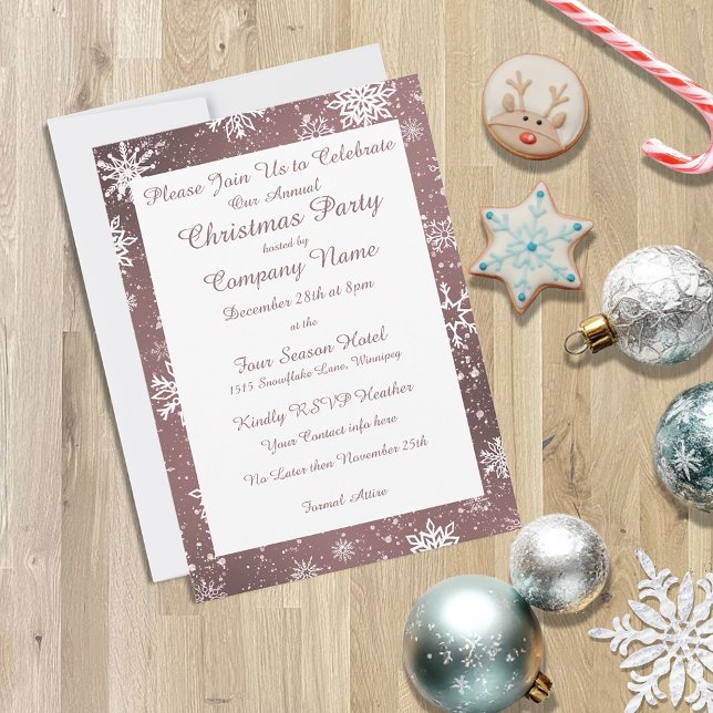 Weihnachtsschneeflocken Dusty Rose Einladung (Von Creator hochgeladen)