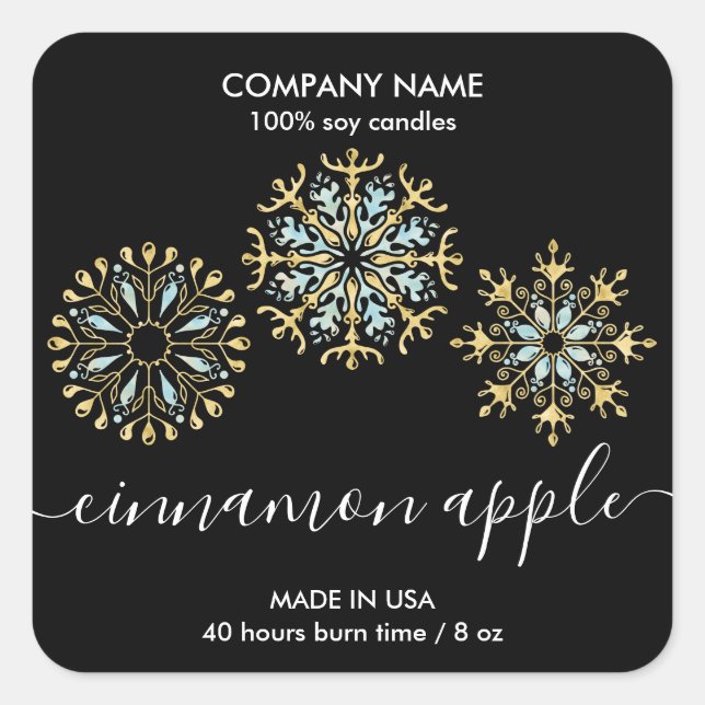 Weihnachtsschneeflocken-Etikett Quadratischer Aufkleber (Vorderseite)