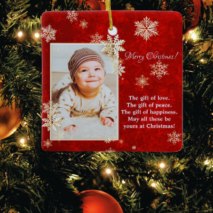 Weihnachtsschneeflocken Foto wünscht Keramikornament