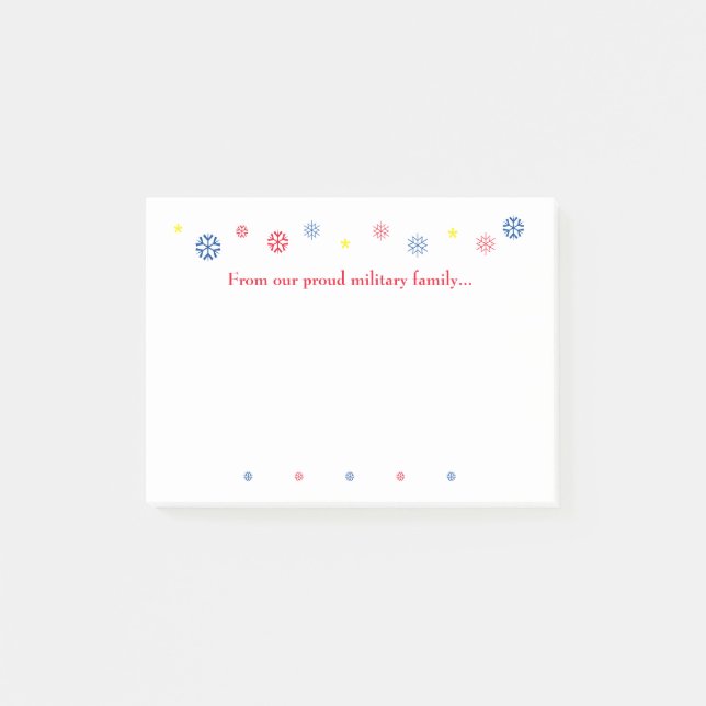 Weihnachtsschneeflocken für militärische Familien Post-it Klebezettel (Vorderseite)