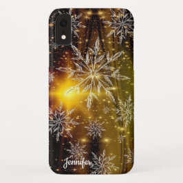 Weihnachtsschneeflocken Goldschwarzer Individuelle Case-Mate iPhone Hülle