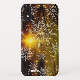 Weihnachtsschneeflocken Goldschwarzer Individuelle Case-Mate iPhone Hülle