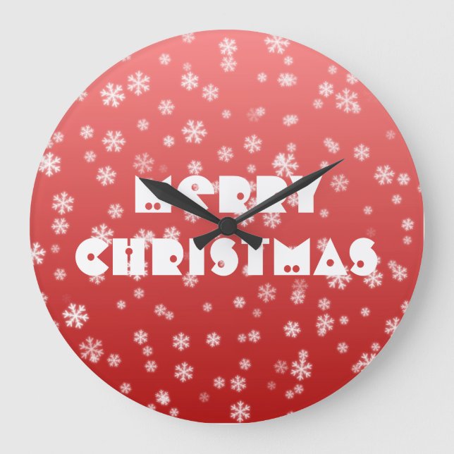 Weihnachtsschneeflocken Große Wanduhr (Vorderseite)