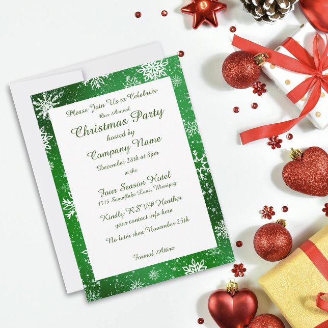 Weihnachtsschneeflocken Grün Einladung (Von Creator hochgeladen)