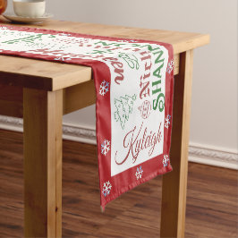 Weihnachtsschneeflocken Namen und Ornamente Kurzer Tischläufer