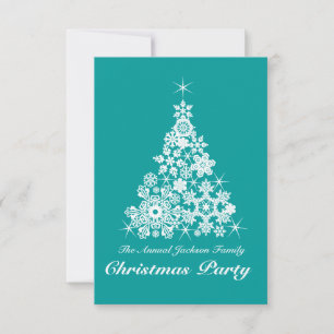 Weihnachtsschneeflocken-Party Einladung aquamarin