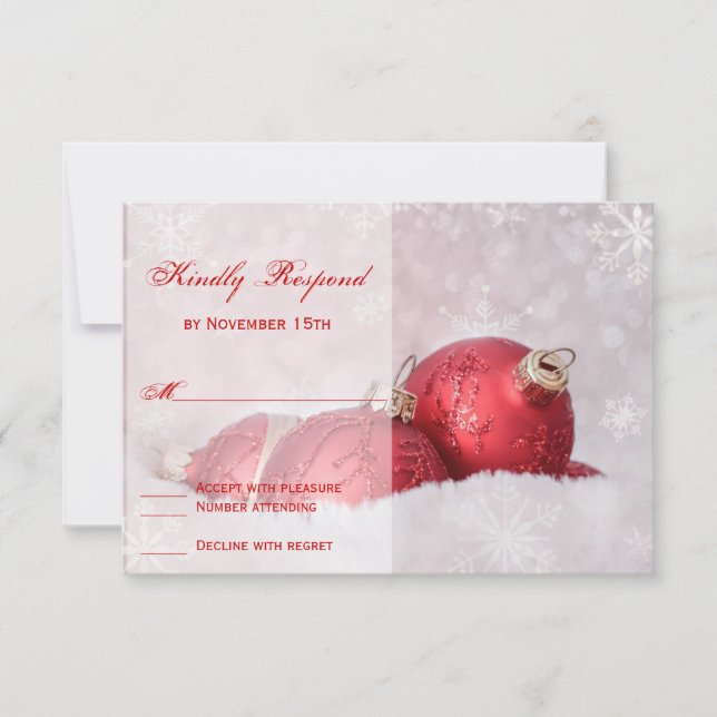 Weihnachtsschneeflocken Red Wedding RSVP Card (Vorderseite)