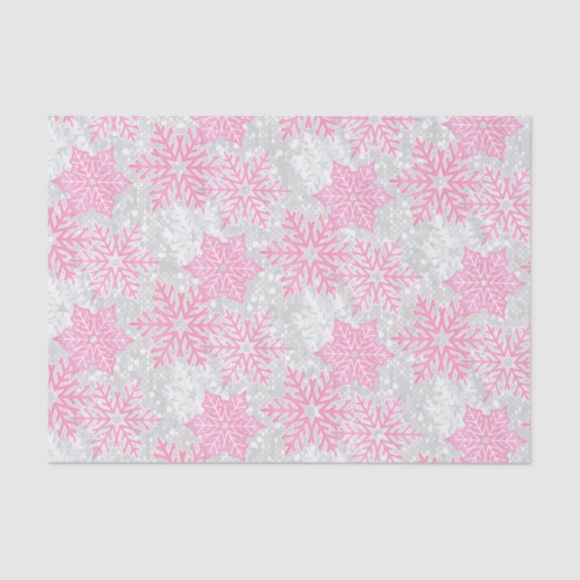 Weihnachtsschneeflocken Rosa und Weiße Schneeflock Seidenpapier (Vorderseite)