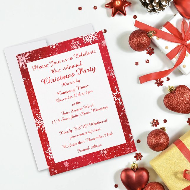 Weihnachtsschneeflocken Rot Einladung (Von Creator hochgeladen)